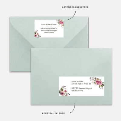 Adressaufkleber Vorlage Word Blumen rustikal Download