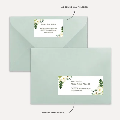 Adressaufkleber Vorlage Word Blumen weiß Download