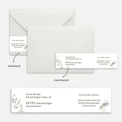 Adressaufkleber-Absenderetikett Vorlage Eukalyptus