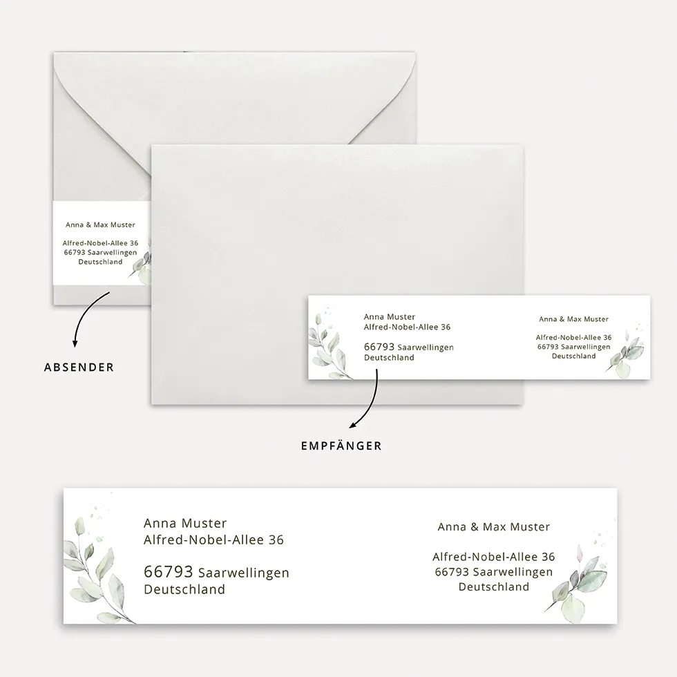 Adress- & Absenderetikett Vorlage Eukalyptus Adressaufkleber-Absenderetikett Vorlage Eukalyptus