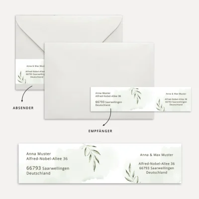 Adressaufkleber-Absenderetikett Vorlage Olivenzweig