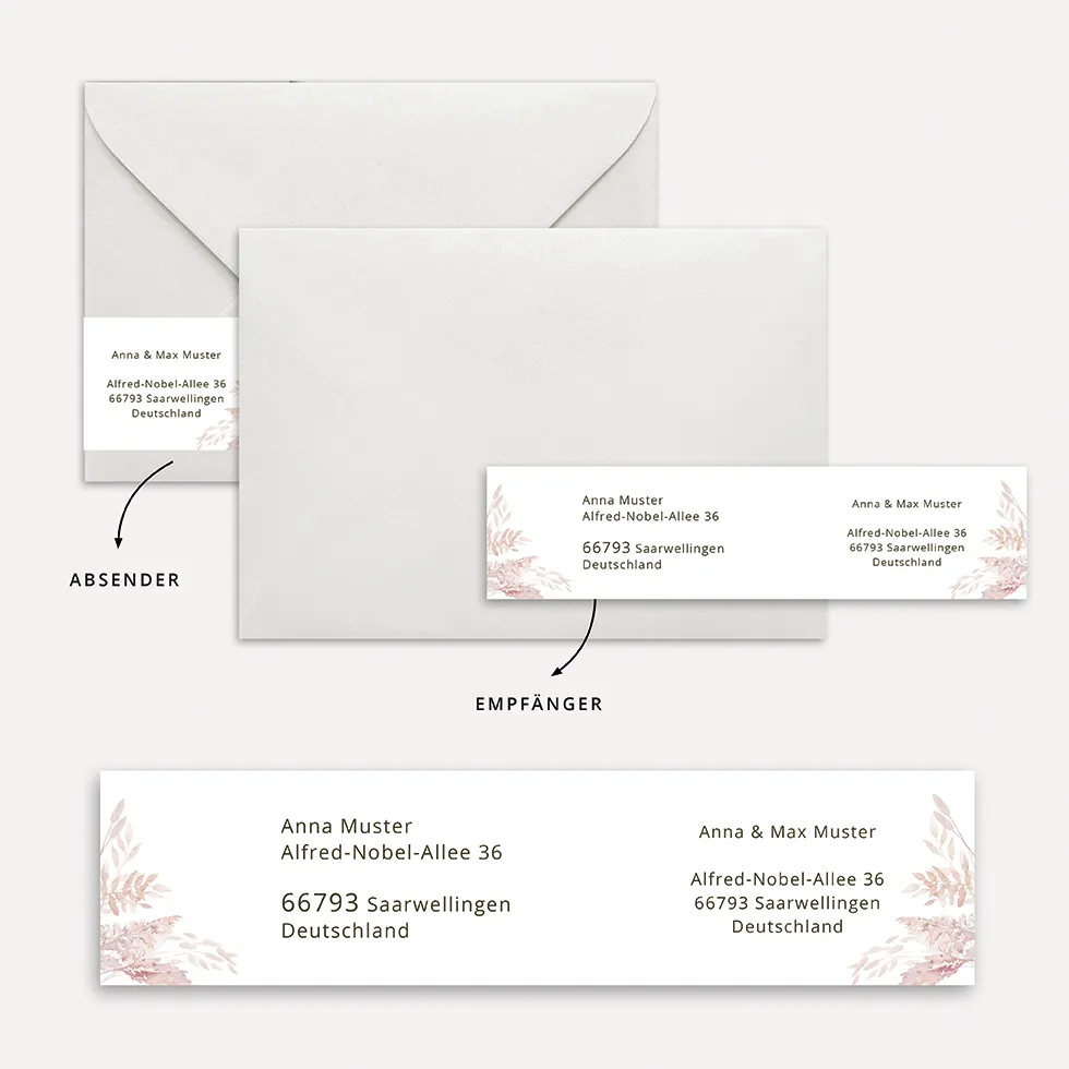 Adress- & Absenderetikett Vorlage Pampas Adressaufkleber-Absenderetikett Vorlage Pampas