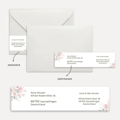 Adressaufkleber-Absenderetikett Vorlage Rosen romantisch