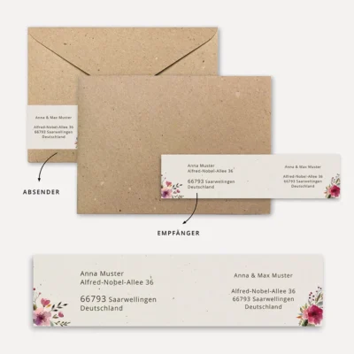 Adressaufkleber-Absenderetikett Vorlage Blumen rustikal