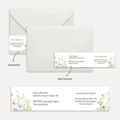 Adressaufkleber-Absenderetikett Vorlage Wiesenblumen
