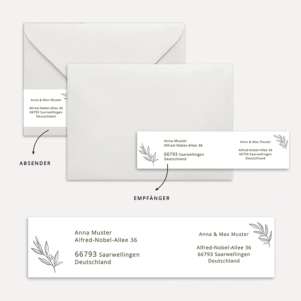 Adress- & Absenderetikett Vorlage Zweige Adressaufkleber-Absenderetikett Vorlage Zweige