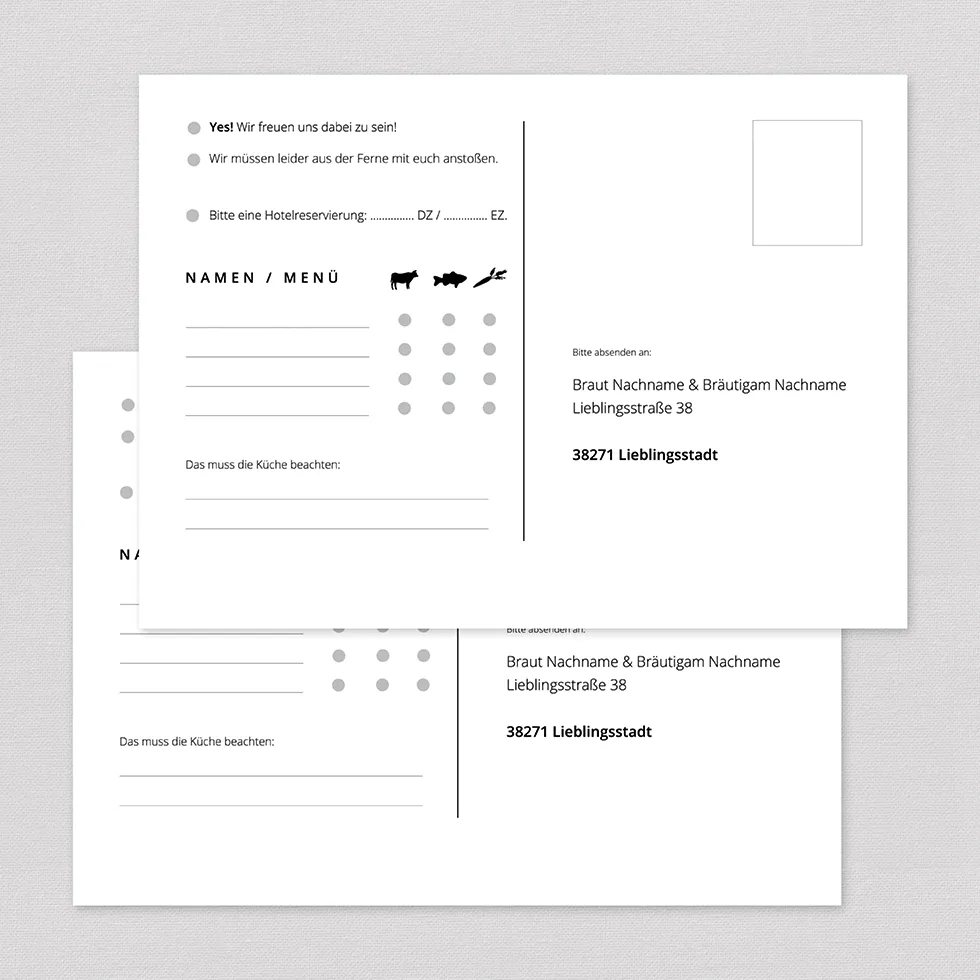 Antwortkarten Postkarten Vorlagen individuell