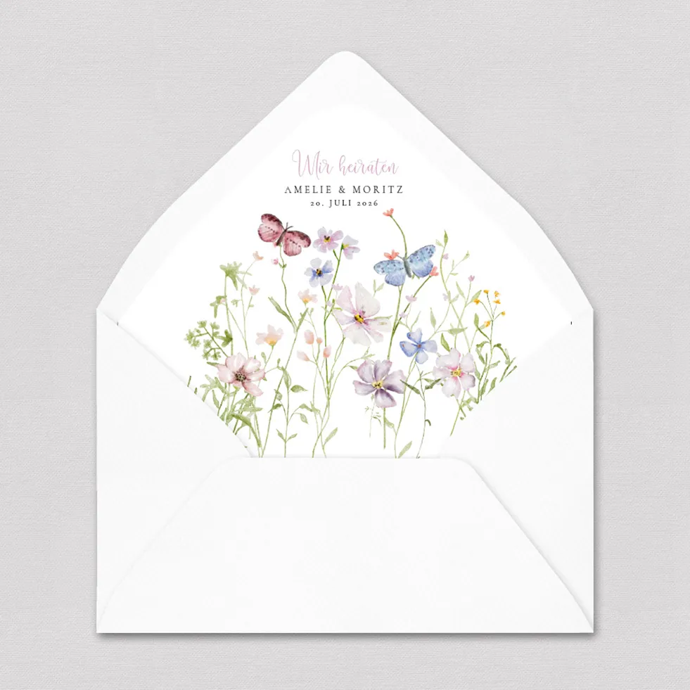 Briefumschlag-Inlay Blumenwiese Briefumschlag Inlay Blumen personalisierbar