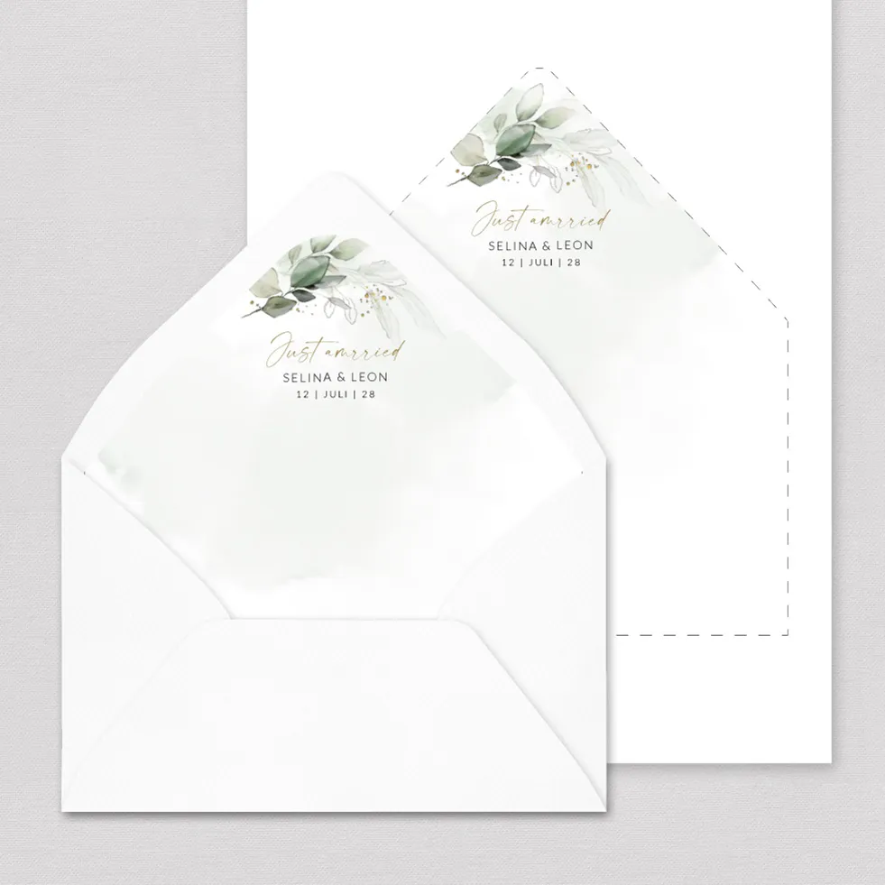 Briefumschlag-Inlay “Eukalyptus & Gold“ Briefumschlag Inlay Eukayptus Gold