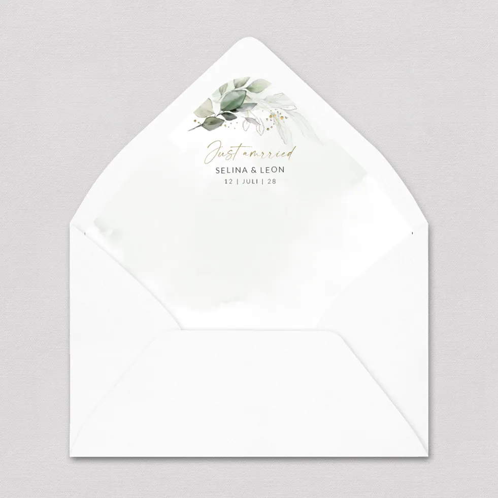 Briefumschlag-Inlay “Eukalyptus & Gold“ Briefumschlag Inlay Eukalyptus Gold