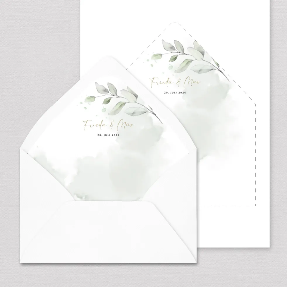 Briefumschlag-Inlay Eukalyptus Briefumschlag Inlay Eukalyptus Zweig