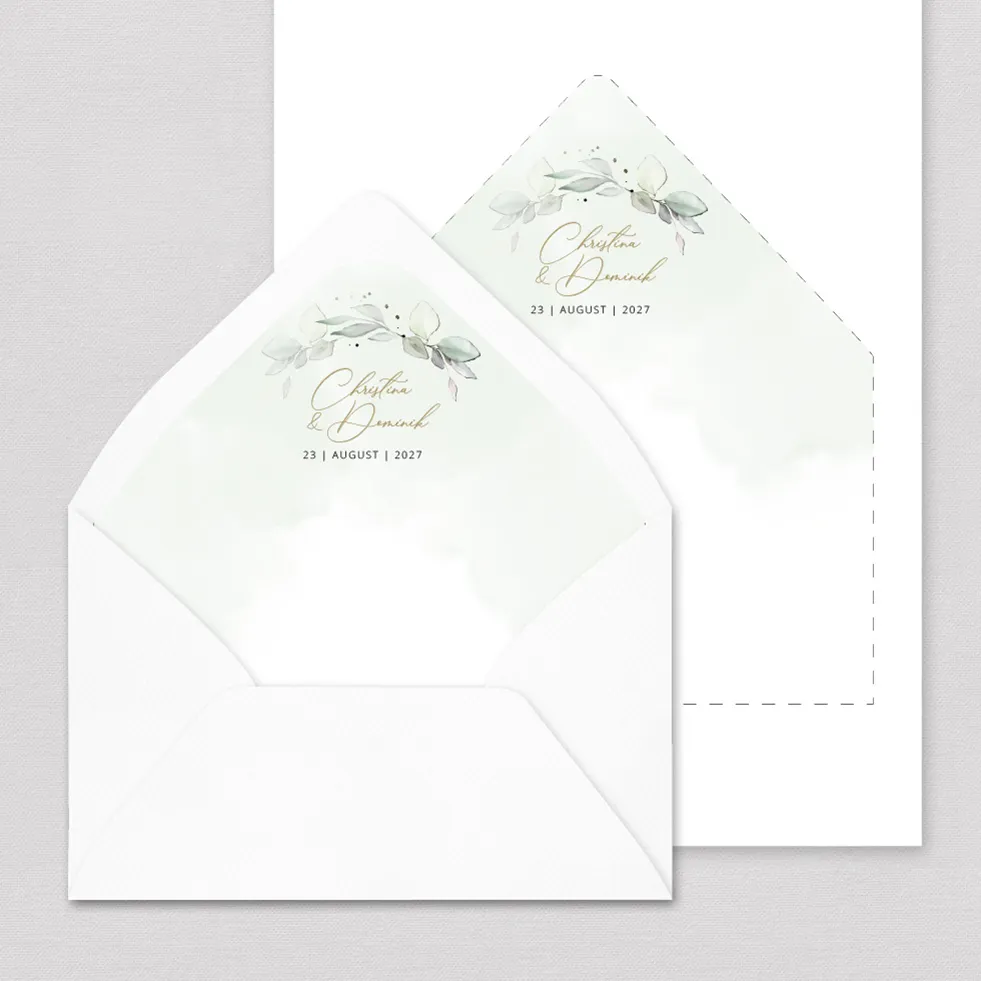 Briefumschlag-Inlay Eukalyptuskranz Briefumschlag Inlay Eukalyptus Grün