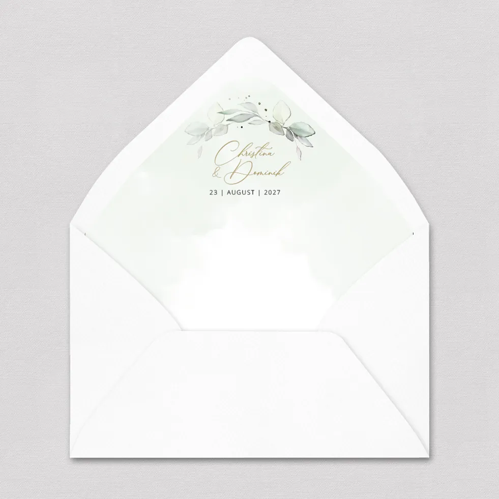 Briefumschlag-Inlay Eukalyptuskranz Briefumschlag Inlay Eukalyptus Grün gestalten