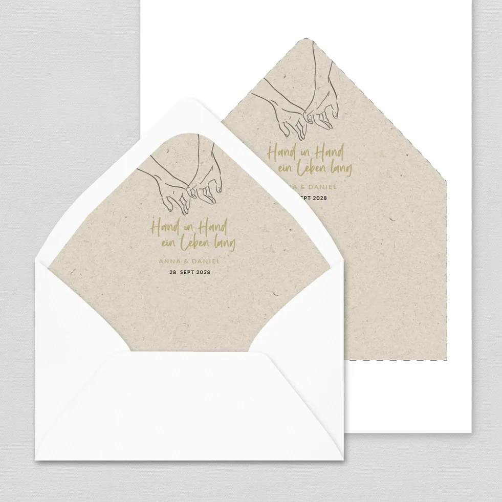 Briefumschlag-Inlay Hand in Hand Briefumschlag Inlay Hand in Hand