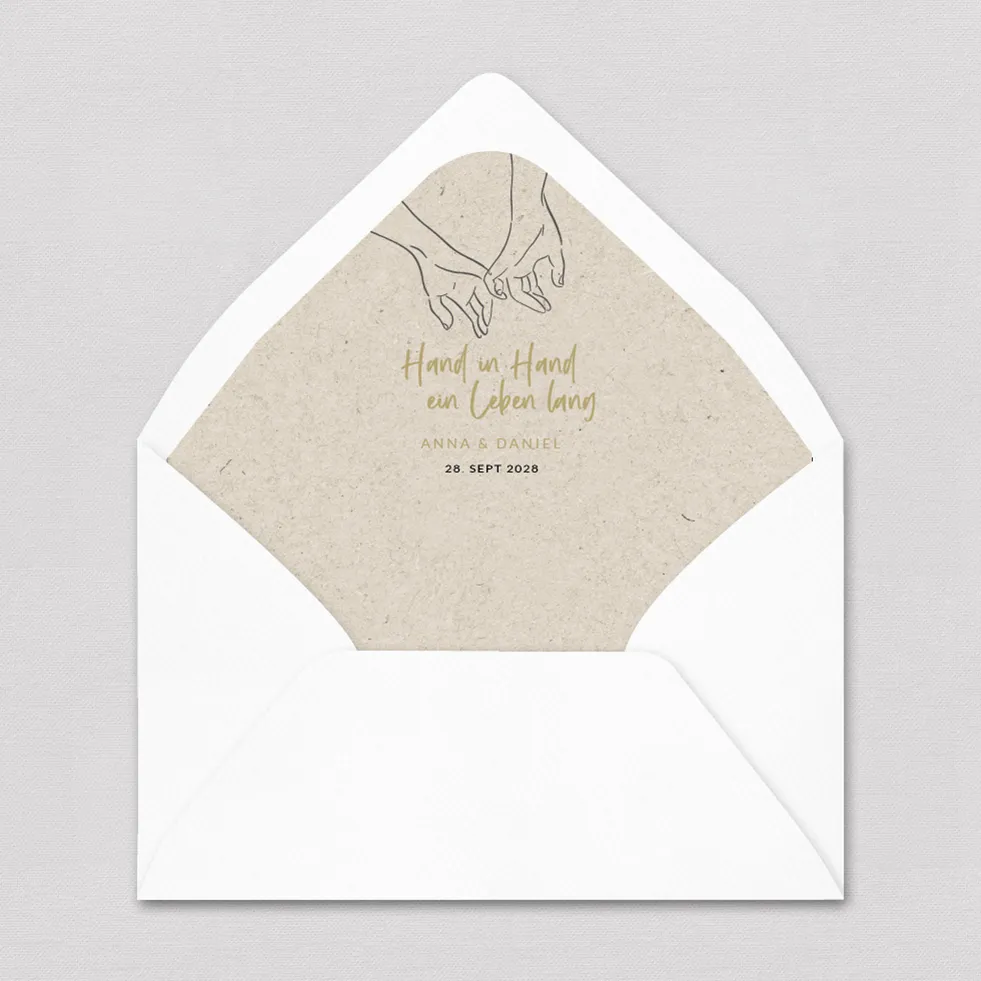 Briefumschlag-Inlay Hand in Hand Briefumschlag Inlay Hand in Hand gestalten