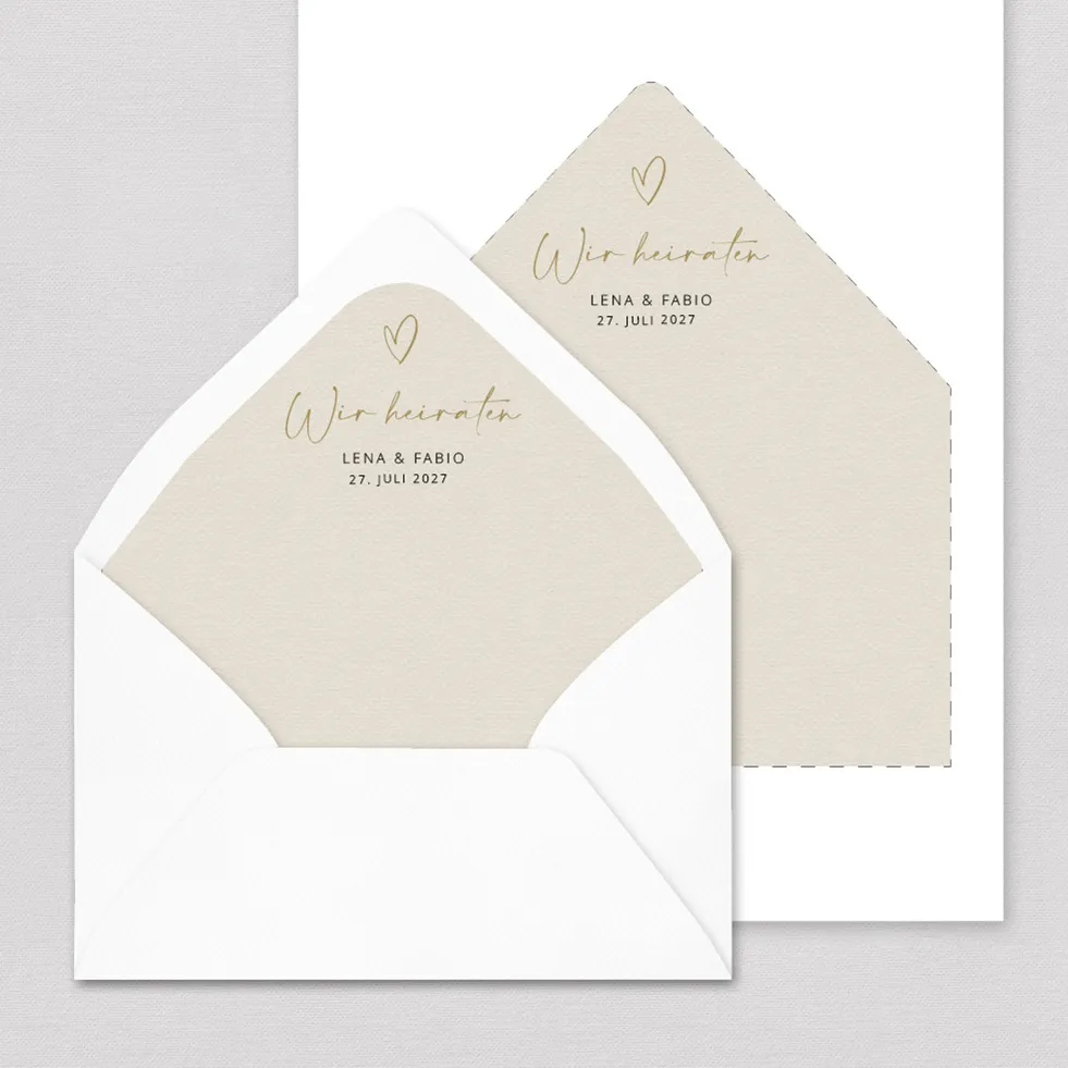 Briefumschlag-Inlay Boho Lettering Briefumschlag Inlay Herz Hochzeit