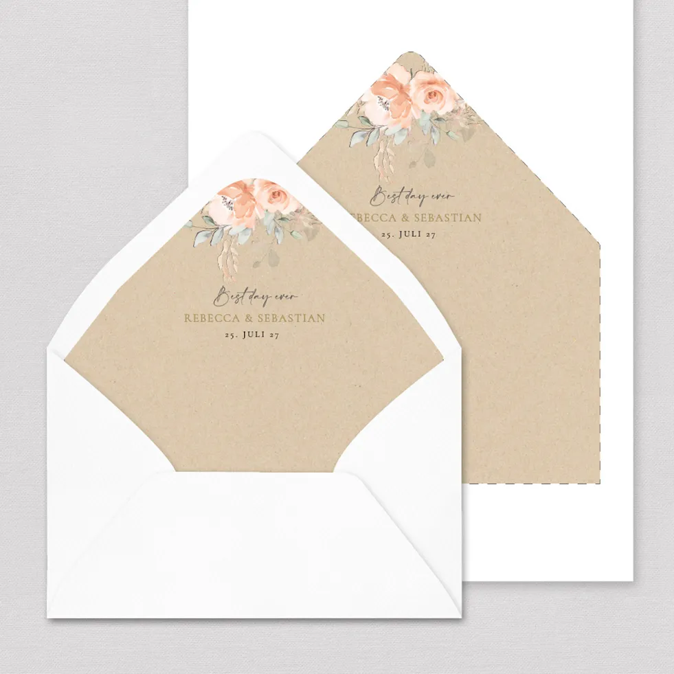 Briefumschlag-Inlay Kraftpapier Rosen Briefumschlag Inlay Kraftpapier Rosen