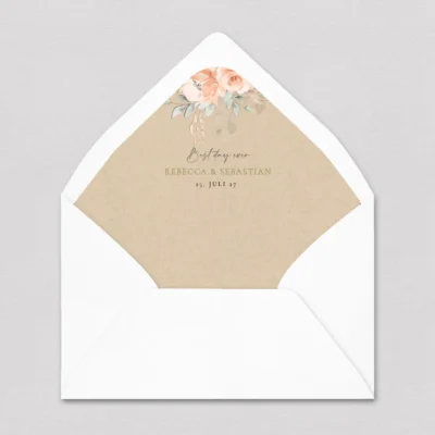 Briefumschlag Inlay Kraftpapier Rosen gestalten