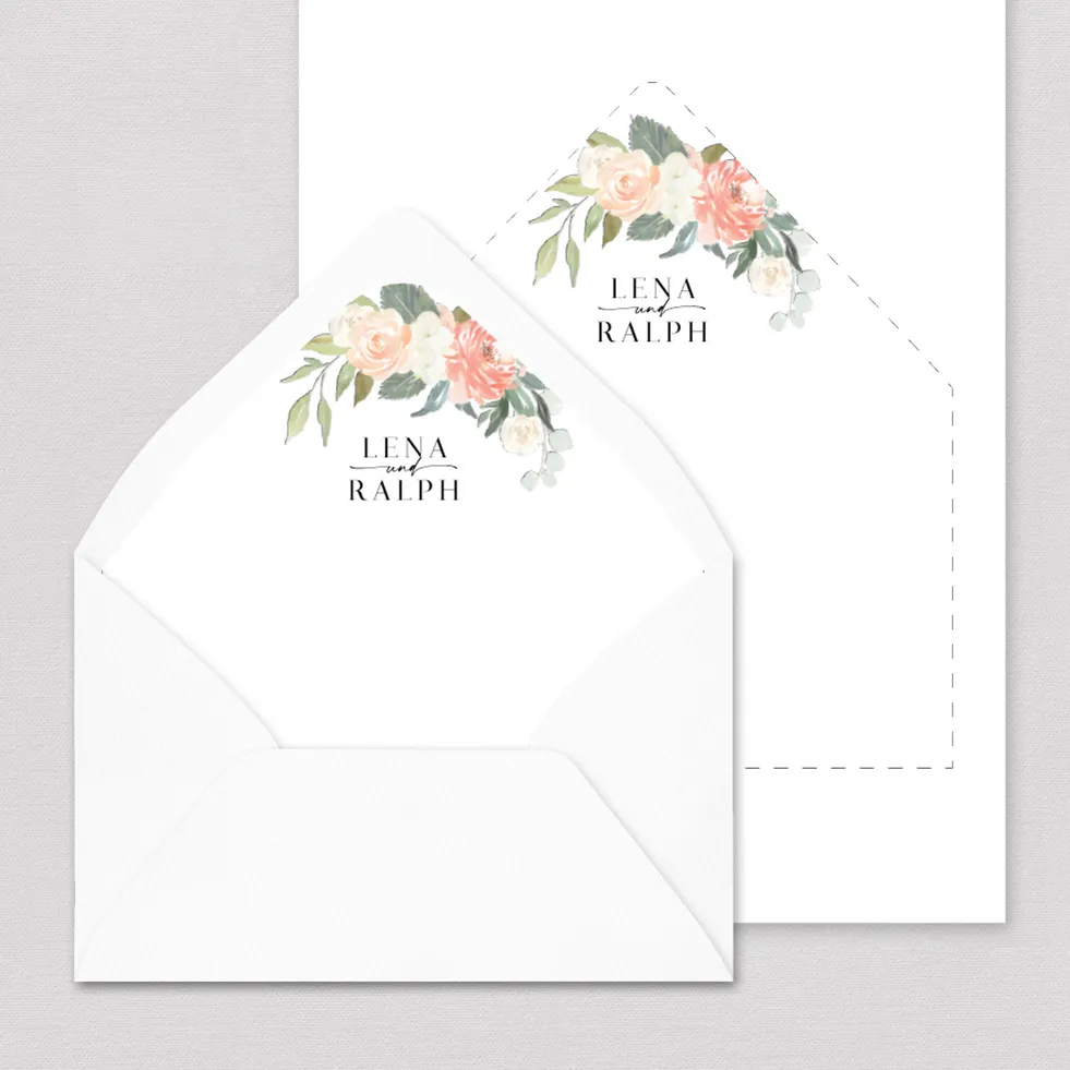 Briefumschlag-Inlay Blumenmeer Briefumschlag Inlay Rosen Beige Rosa