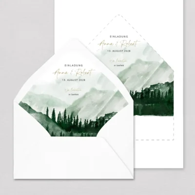 Briefumschlag Inlay Wald gestalten