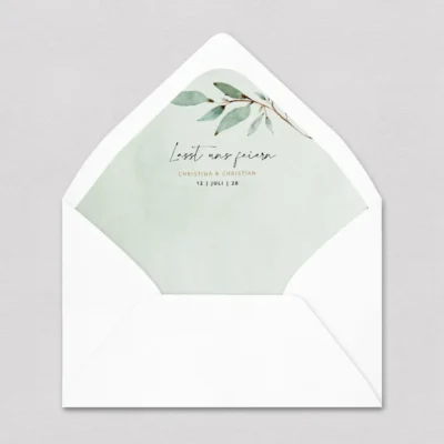 Briefumschlag Inlay Zweig grün