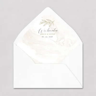 Briefumschlag Inlay marmoriert Zweig