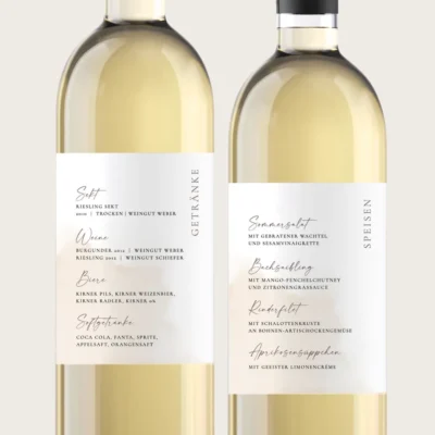 Menükarten und Getränkekarten Flaschenetiketten Farbklecks