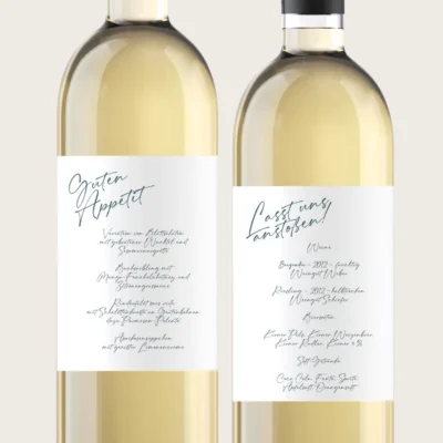 Menükarten und Getränkekarten Flaschenetiketten Handschrift