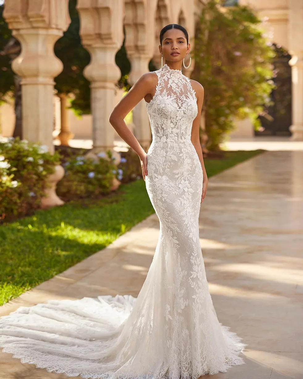 Brautkleid romantisch Blumenspitze Brautkleid romantisch Blumenspitze