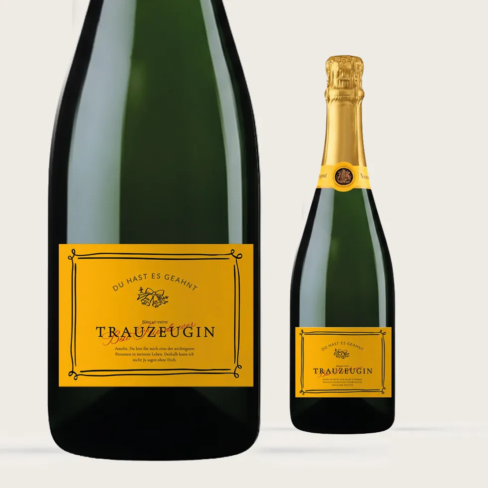 Sektflaschen Etiketten Veuve Clicot Style