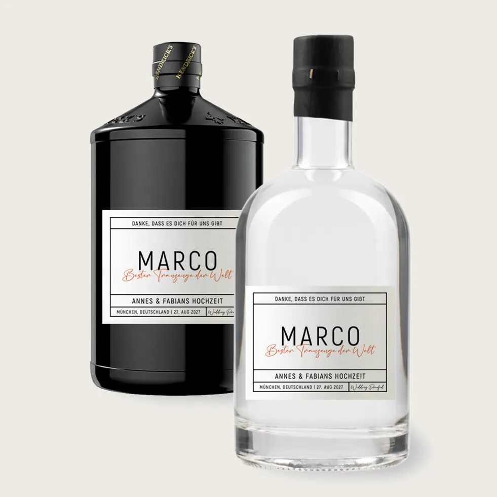 Trauzeugen fragen Gin Flaschen