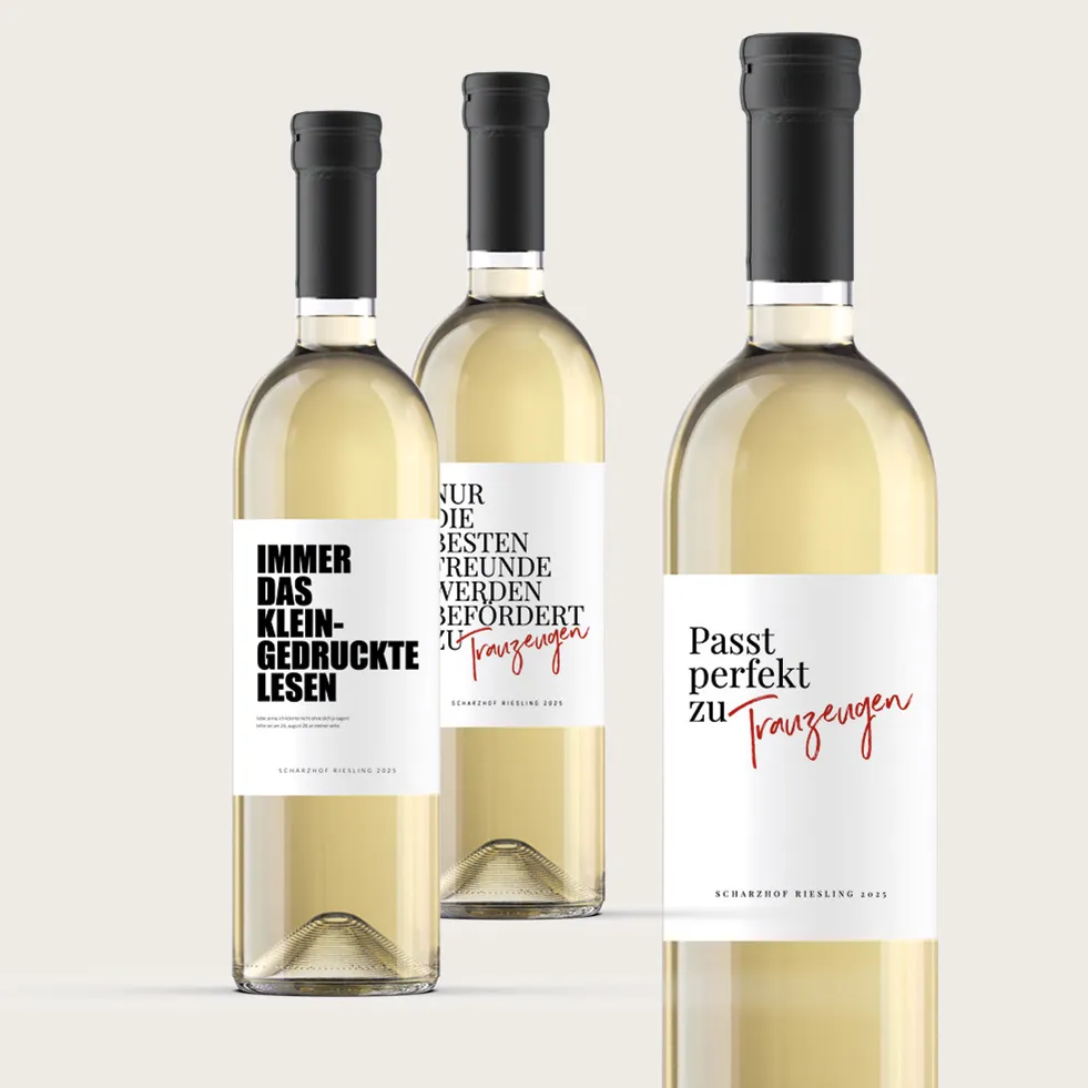 Trauzeugen fragen Weinflaschen