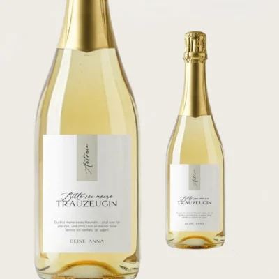 Trauzeugin Fragen Sektflasche elegant