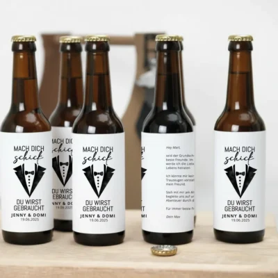 Bierflashen Etikett Trauzeuge fragen