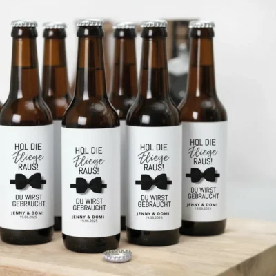 Bierflaschen-Etikett Hol die Fliege raus