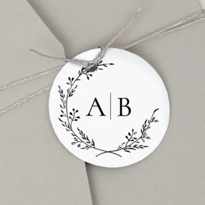 Geschenkanhänger Hochzeit Zweig Initialen