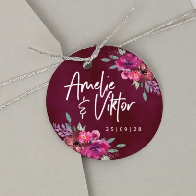 Geschenkanhänger Berry Bordeaux Hochzeit