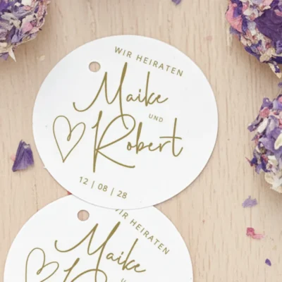 Geschenkanhänger Hochzeit Herz Namen