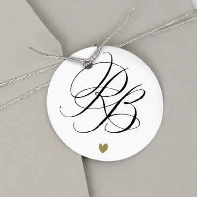 Geschenkanhänger Hochzeitslogo Kalligraphie