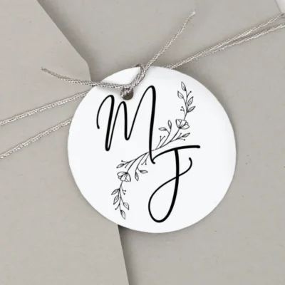 Geschenkanhänger Blumenranke Monogramm