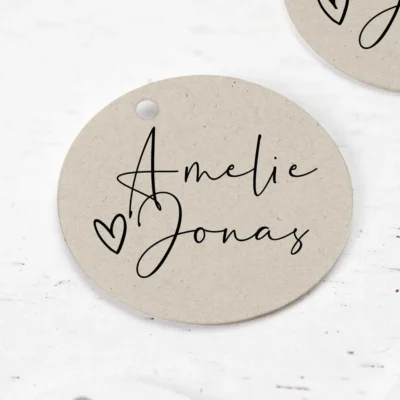 Anhänger Kraftpapier Namen Herz