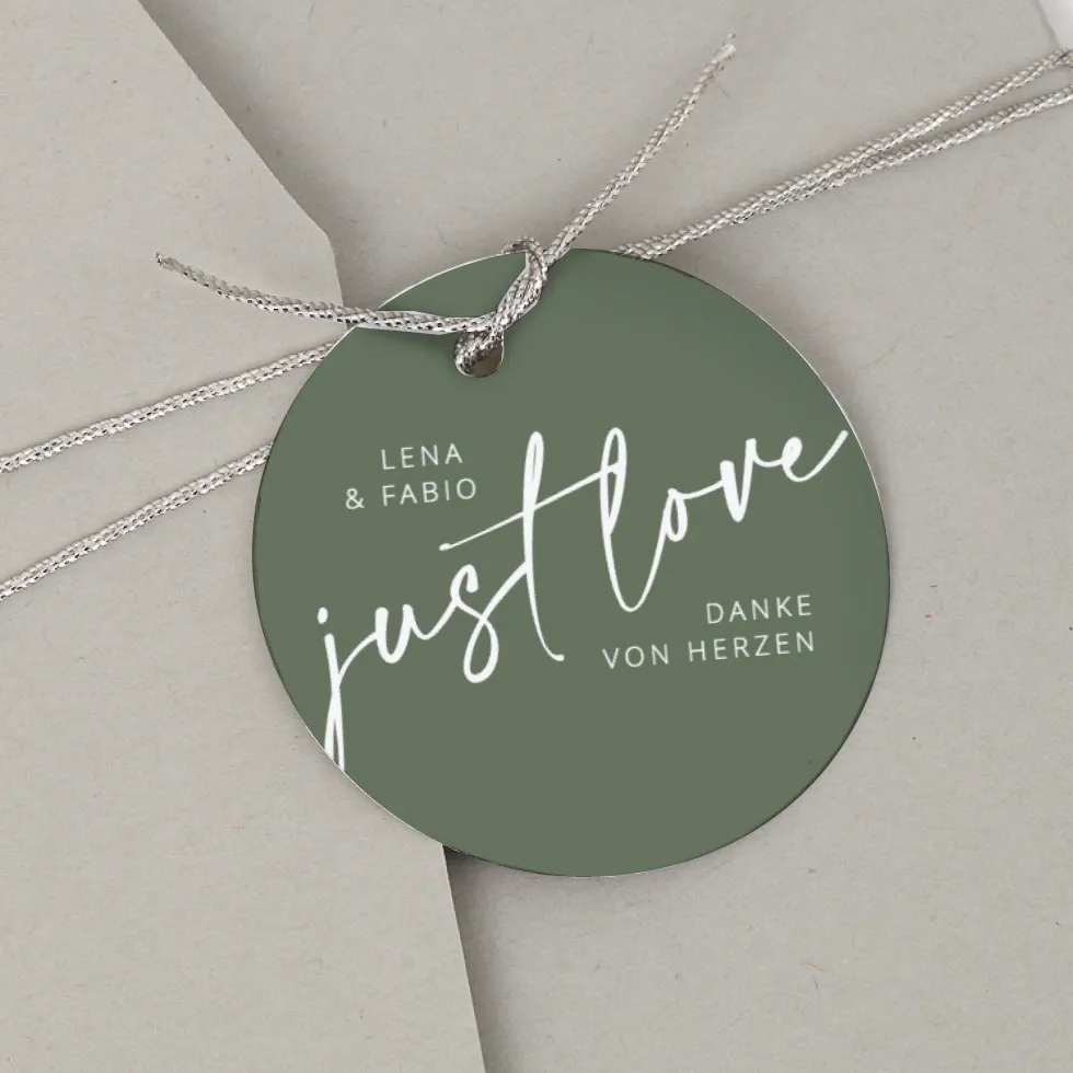 Geschenkanhänger Hochzeit Salbei modern
