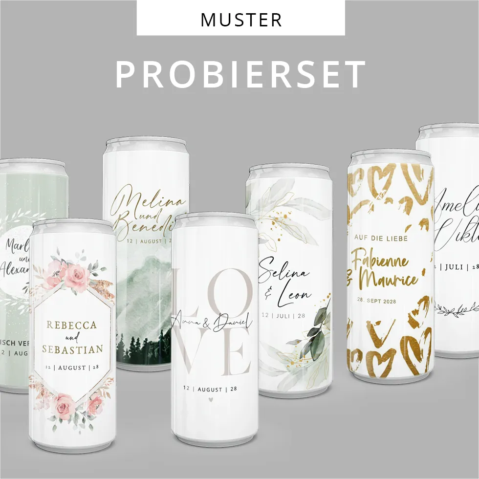 Probierset individuell gestaltete Getränkedosen Probierset individuell gestaltete Getränkedosen