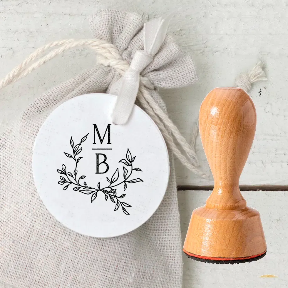 Stempel Hochzeitslogo Initialen Zweig
