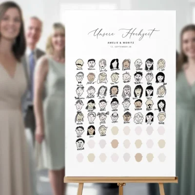 Gästebuch Gesichter zeichnen bunt