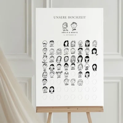 Doodle Gästebuch Gesichter zeichnen