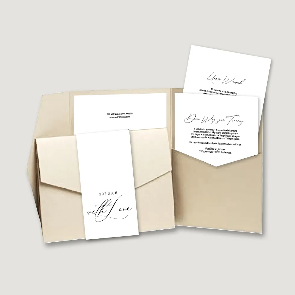 Pocketfold Einladung Kalligraphie