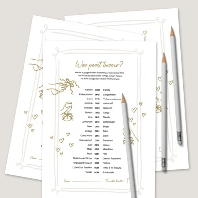 Was passt besser Spiel Hochzeit PDF personalisierbar