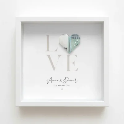 Geldgeschenk LOVE Bilderrahmen weiß