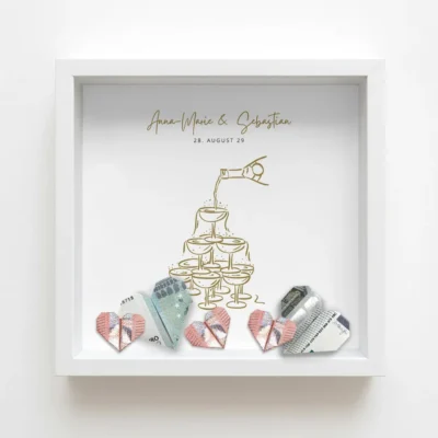 Geldgeschenk Sekt Bilderrahmen individuell gestalten